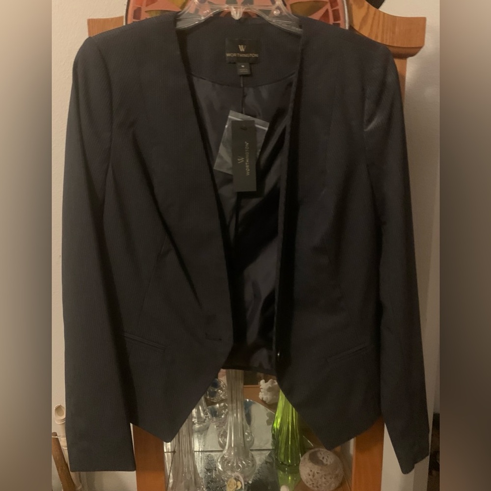 Worthington Women's Short Pin Stripe Blazer Jacket